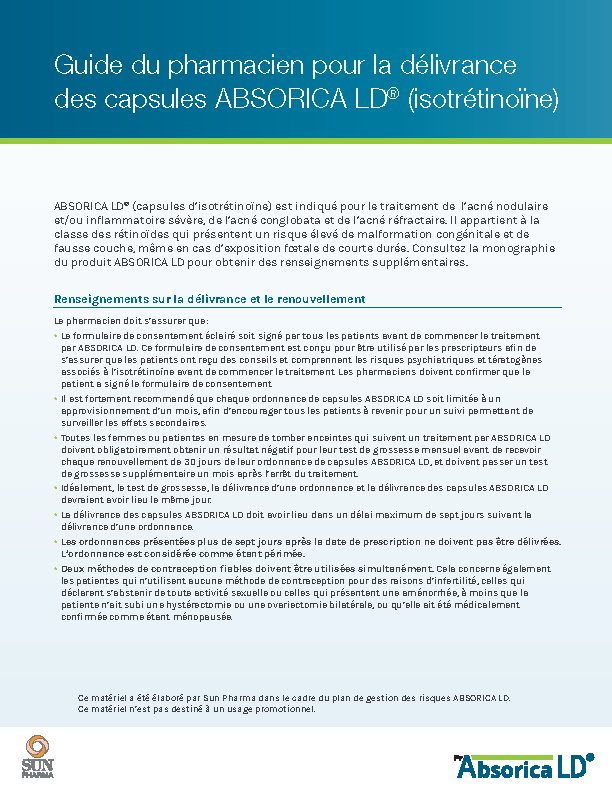 Guide du pharmacien pour la délivrance des capsules ABSORICA LD thumbnail